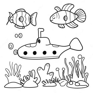 Colorful Yellow Submarine Underwater Scene Coloring Page 45113-36168