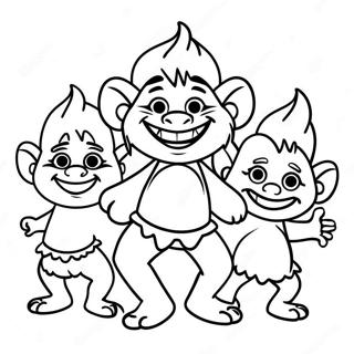 Happy Trolls Dancing Coloring Page 45123-36173