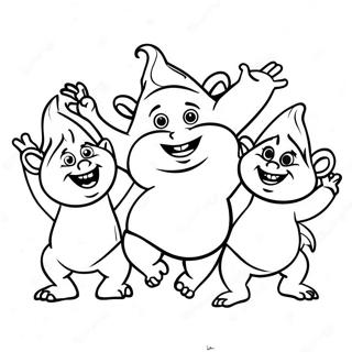 Happy Trolls Dancing Coloring Page 45123-36174