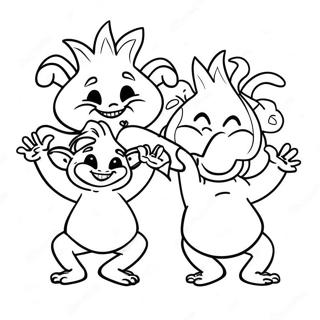 Happy Trolls Dancing Coloring Page 45123-36175