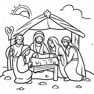 Joyful Christmas Nativity Scene Coloring Page 45263-36287