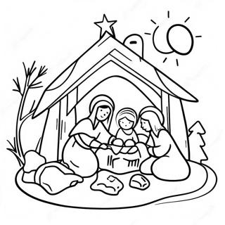 Joyful Christmas Nativity Scene Coloring Page 45263-36288