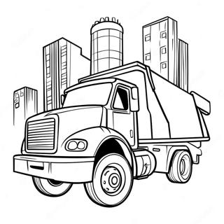 Cool Trash Truck Driving Through City Coloring Page 45293-36310