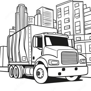 Cool Trash Truck Driving Through City Coloring Page 45293-36312