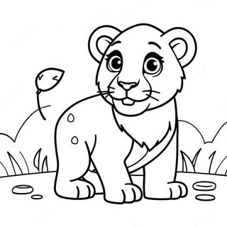 Playful Lion Cub Coloring Page 452-372