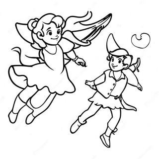 Wendy Darling Flying With Peter Pan Coloring Page 4532-3794