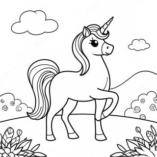 Magical Unicorn In A Dreamy Landscape Coloring Page 45333-36342