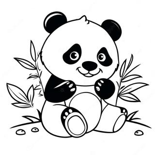 Cute Baby Panda Eating Bamboo Coloring Page 45363-36363