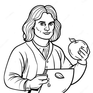 Isaac Newton With Apple Coloring Page 45423-36413