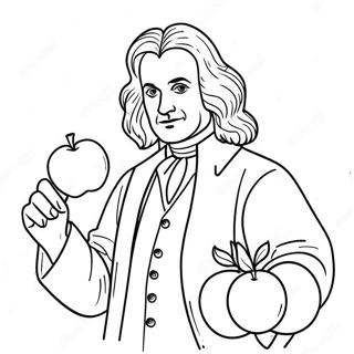 Isaac Newton With Apple Coloring Page 45423-36415