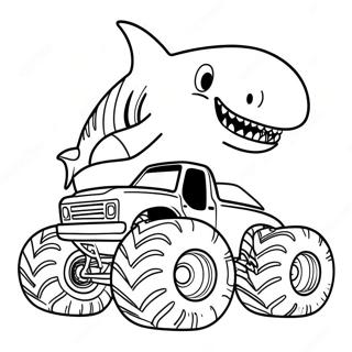 Fearsome Shark Monster Truck Coloring Page 4542-3799