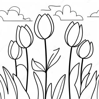 Realistic Tulip Garden Coloring Page 45502-36474