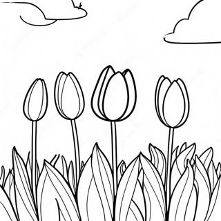 Realistic Tulip Garden Coloring Page 45502-36476