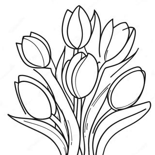 Vibrant Tulip Bouquet Coloring Page 45503-36478