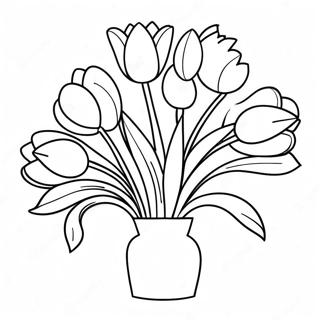 Vibrant Tulip Bouquet Coloring Page 45503-36480