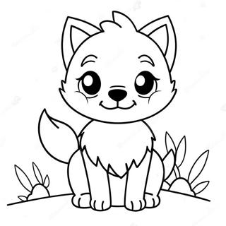 Cute Cartoon Wolf Anime Coloring Page 45563-36525