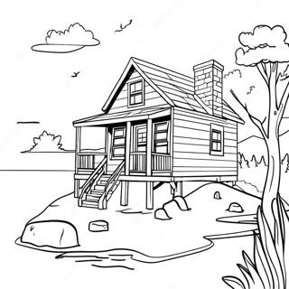 Lake House Cabin Coloring Pages