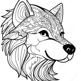 Howling Wolf Face Coloring Page 45593-36548