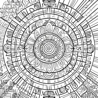 Aztec Calendar Intricate Design Coloring Page 45612-36562