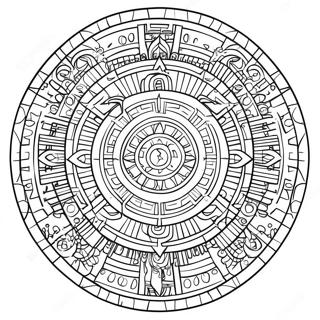 Aztec Calendar Intricate Design Coloring Page 45612-36563