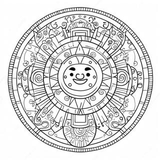 Aztec Calendar With Sun And Moon Coloring Page 45613-36569