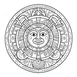 Aztec Calendar With Sun And Moon Coloring Page 45613-36570