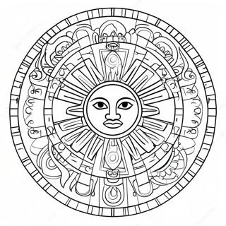 Aztec Calendar With Sun And Moon Coloring Page 45613-36571