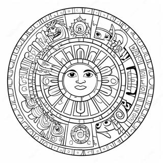 Aztec Calendar With Sun And Moon Coloring Page 45613-36572