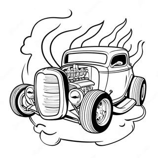 Classic Hot Rod With Flames Coloring Page 4562-3821