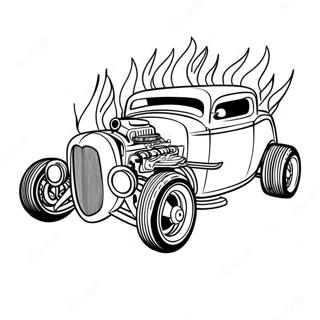 Classic Hot Rod With Flames Coloring Page 4562-3822