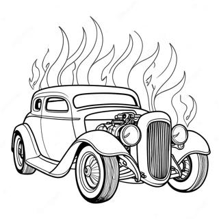 Classic Hot Rod With Flames Coloring Page 4562-3824