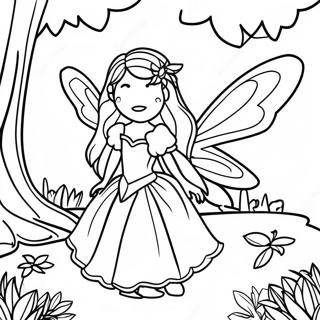 Beautiful Realistic Fairy In Enchanted Forest Coloring Page 45772-36691