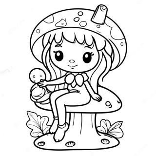 Black Fairy Sitting On A Mushroom Coloring Page 45782-36694