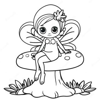 Black Fairy Sitting On A Mushroom Coloring Page 45782-36695