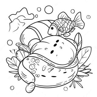 Colorful Loaves And Fish Scene Coloring Page 45813-36726