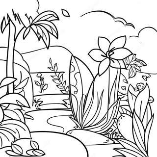 Vibrant Tropical Flower Garden Coloring Page 45843-36753