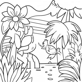 Vibrant Tropical Flower Garden Coloring Page 45843-36754