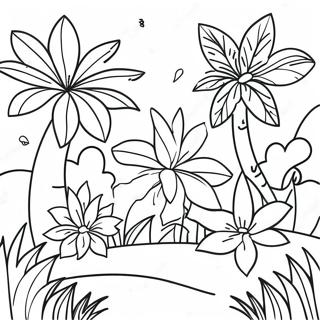 Vibrant Tropical Flower Garden Coloring Page 45843-36755