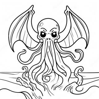 Cthulhu Rising From The Ocean Coloring Page 45863-36766