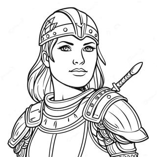 Brave Female Warrior In Armor Coloring Page 45893-36786