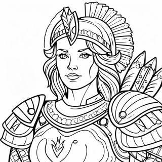 Brave Female Warrior In Armor Coloring Page 45893-36787