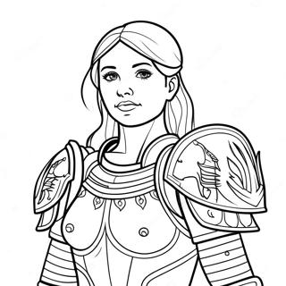 Brave Female Warrior In Armor Coloring Page 45893-36788