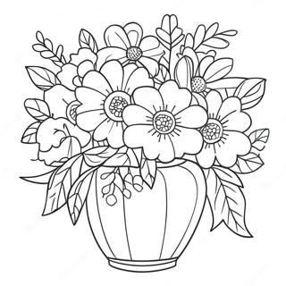 Flower Vase With Colorful Flowers Coloring Page 45962-36854