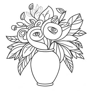 Flower Vase With Colorful Flowers Coloring Page 45962-36855