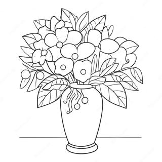 Flower Vase With Colorful Flowers Coloring Page 45962-36856