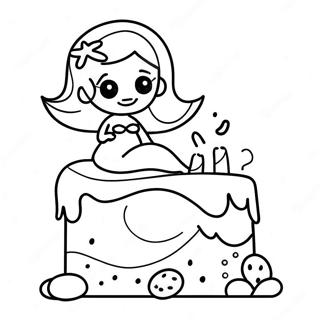 Mermaid Cake Coloring Pages