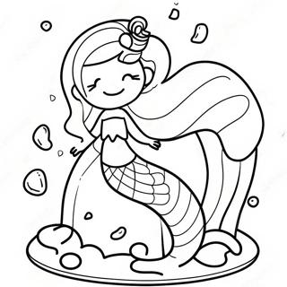 Mermaid Cake With Colorful Sprinkles Coloring Page 45992-36862