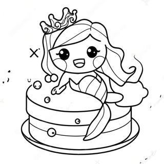 Mermaid Cake With Colorful Sprinkles Coloring Page 45992-36864