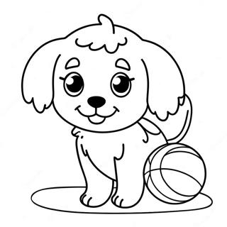 Cute Cavapoo Playing With Ball Coloring Page 46003-36883