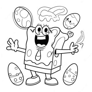 Cheerful Spongebob With Easter Eggs Coloring Page 46013-36885